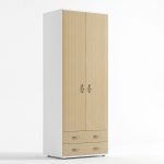 Armadio 911842 due ante e due cassetti con cassa bianca e ante olmo Made in Italy