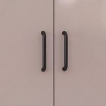 Armadio H 210 cm. 2 ante con 2 cassetti con cassa noce naturale e ante cashmere