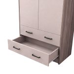 Armadio H 210 cm. 2 ante con 2 cassetti con cassa noce naturale e ante cashmere