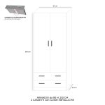 Armadio H 210 cm. 2 ante con 2 cassetti con cassa noce naturale e ante cashmere