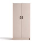 Armadio H 210 cm. 2 ante senza cassetti con cassa noce naturale e ante cashmere