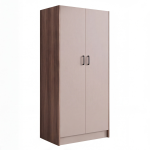 Armadio H 210 cm. 2 ante senza cassetti con cassa noce naturale e ante cashmere