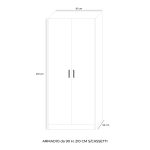 Armadio H 210 cm. 2 ante senza cassetti con cassa noce naturale e ante cashmere