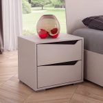 Camera da letto Frida con letto contenitore con inserto a specchio e armadio 6 ante battenti con specchi sagomati cashmere