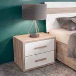 Camera da letto Nike con letto contenitore e armadio 6 ante battenti con specchi in noce chiaro e spatolato