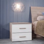 Cameretta Albus con letto in legno 120 cm. e armadio 4 ante battenti e scrivania in olmo perla e larice bianco