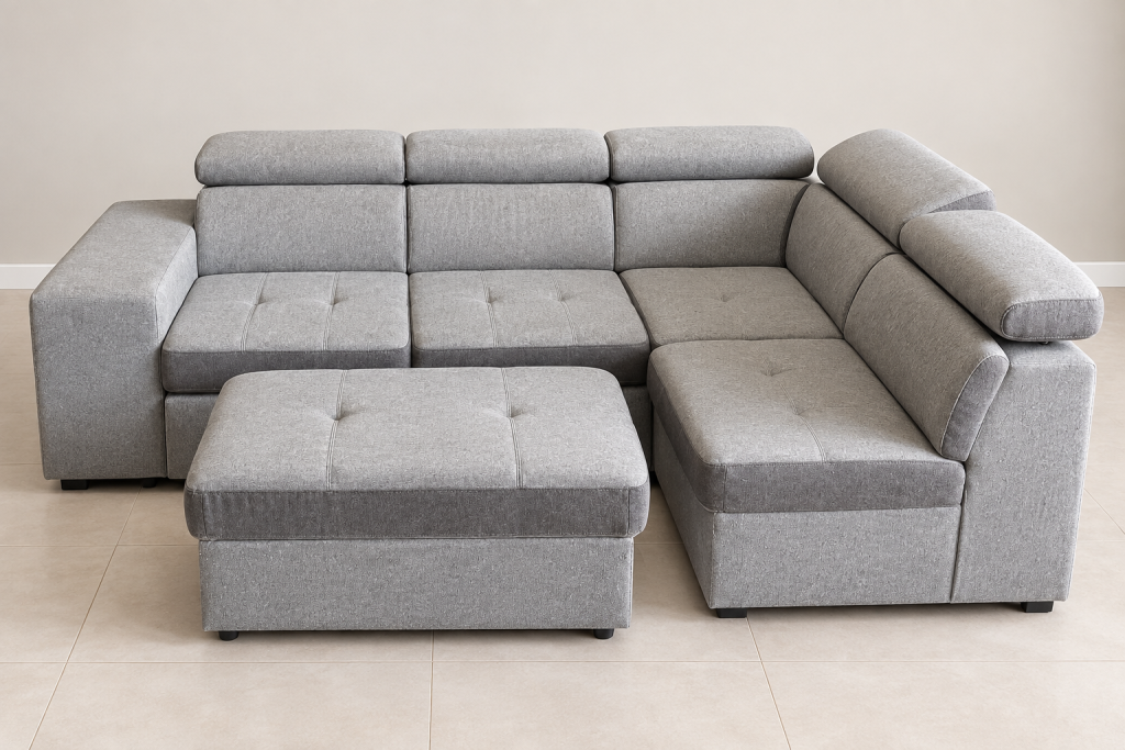 Divano Letto Angolare Con Pouf Laterali Usato 1096