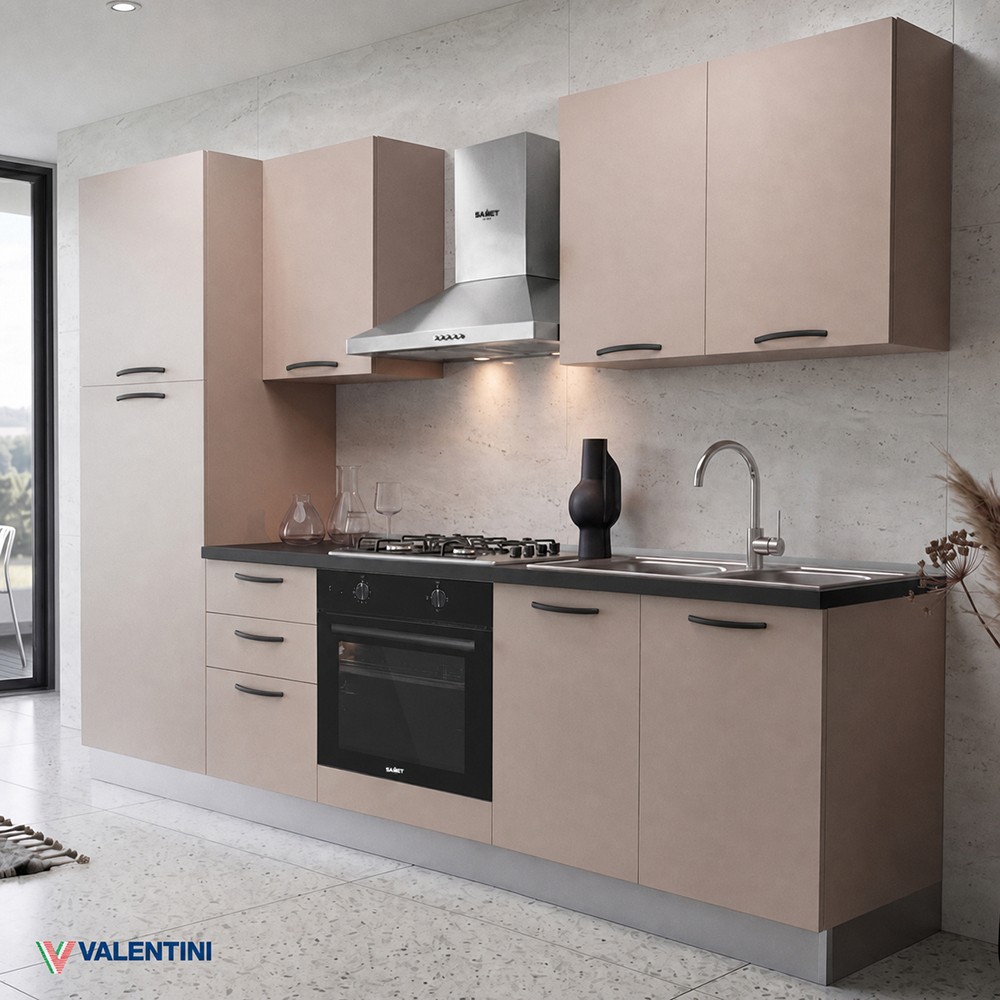 Cucina Asti 255 cm reversibile in cashmere con elettrodomestici inclusi Industrie Valentini