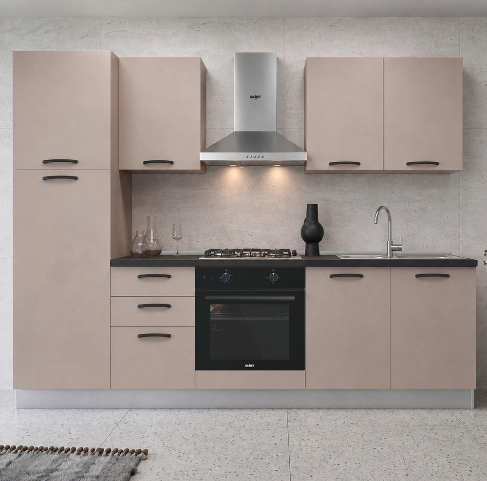 Cucina Asti 255 cm reversibile in cashmere con elettrodomestici inclusi Industrie Valentini