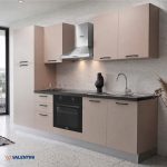Cucina Asti 255 cm reversibile in cashmere con elettrodomestici inclusi e piano cottura a induzione Industrie Valentini