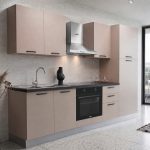 Cucina Asti 255 cm reversibile in cashmere con elettrodomestici inclusi e piano cottura a induzione Industrie Valentini