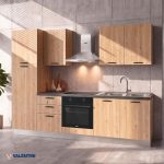 Cucina Asti 255 cm reversibile in rovere lis con elettrodomestici e piano a induzione Industrie Valentini