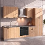 Cucina Asti 255 cm reversibile in rovere lis con elettrodomestici e piano a induzione Industrie Valentini