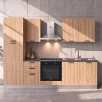 Cucina Asti 255 cm reversibile in rovere lis con elettrodomestici e piano a induzione Industrie Valentini