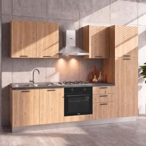Cucina Asti 255 cm reversibile in rovere lis con elettrodomestici inclusi Industrie Valentini