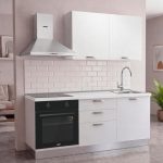Cucina Astinew 180 cm reversibile in bianco poro chiuso con elettrodomestici e piano a induzione Industrie Valentini