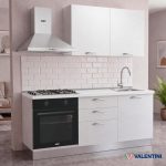 Cucina Astinew 180 cm reversibile in bianco poro chiuso con elettrodomestici inclusi Industrie Valentini