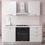 Cucina Astinew 180 cm reversibile in bianco poro chiuso con elettrodomestici inclusi Industrie Valentini