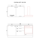 Cucina Astinew 180 cm reversibile in bianco poro chiuso con elettrodomestici inclusi Industrie Valentini