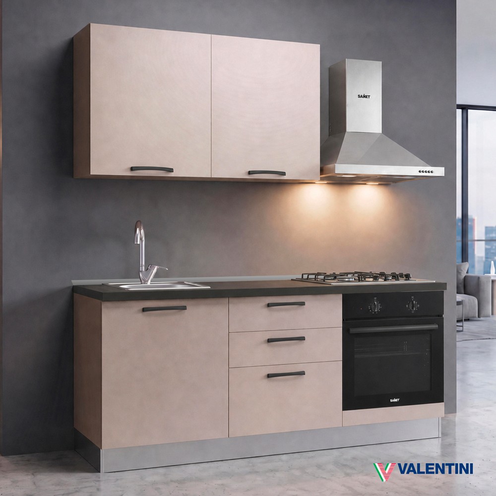 Cucina Astinew 180 cm reversibile in cashmere con elettrodomestici inclusi Industrie Valentini