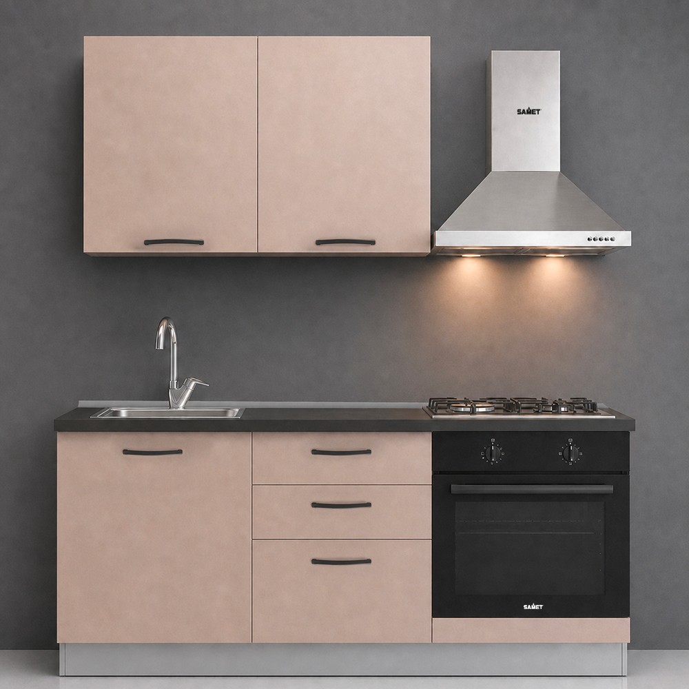 Cucina Astinew 180 cm reversibile in cashmere con elettrodomestici inclusi Industrie Valentini