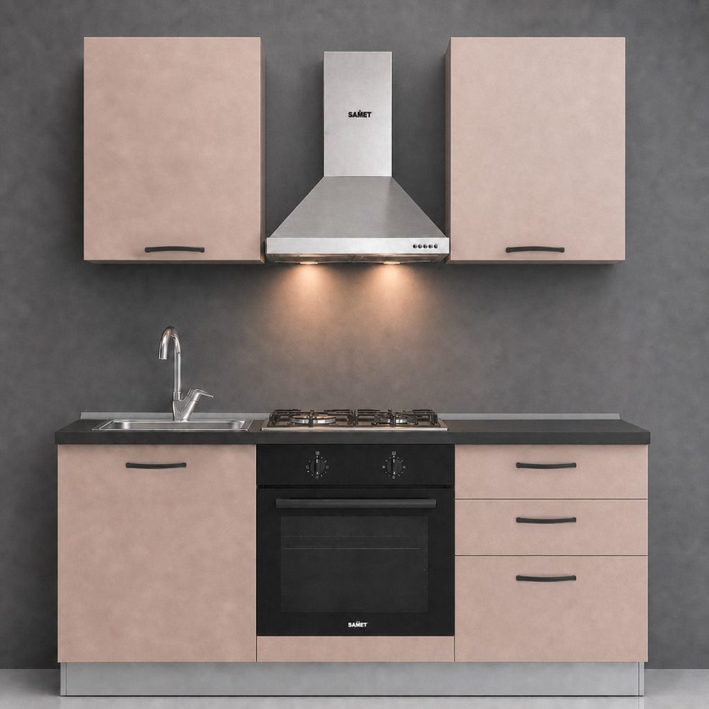 Cucina Astinew 180 cm reversibile in cashmere con elettrodomestici inclusi Industrie Valentini