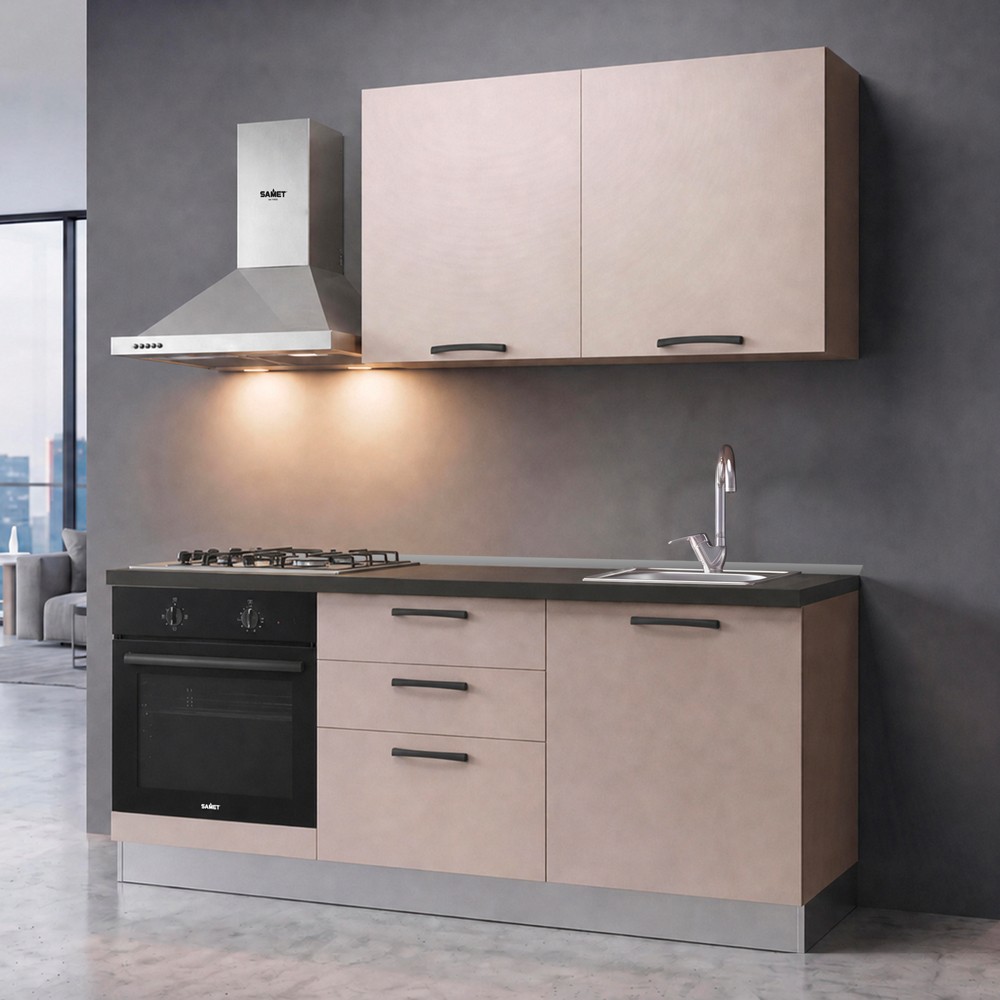 Cucina Astinew 180 cm reversibile in cashmere con elettrodomestici inclusi Industrie Valentini