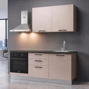 Cucina Astinew 180 cm reversibile in cashmere con elettrodomestici inclusi e piano cottura a induzione Industrie Valentini