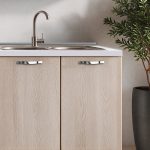 Cucina Meraviglia XL reversibile L 375 cm. con basi e colonne olmo e pensili alti bianco frassinato elettrodomestici inclusi