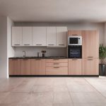 Cucina Meraviglia XL reversibile basi e colonne rovere gessato naturale e pensili rovere gessato bianco elettrodomestici inclusi