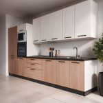 Cucina Meraviglia XL reversibile basi e colonne rovere gessato naturale e pensili rovere gessato bianco elettrodomestici inclusi