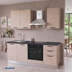 Cucina Taurusnew 195 cm reversibile in cashmere con elettrodomestici inclusi e piano ad induzione Industrie Valentini