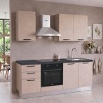 Cucina Taurusnew 195 cm reversibile in cashmere con elettrodomestici inclusi e piano ad induzione Industrie Valentini