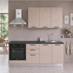 Cucina Taurusnew 195 cm reversibile in cashmere con elettrodomestici inclusi e piano ad induzione Industrie Valentini