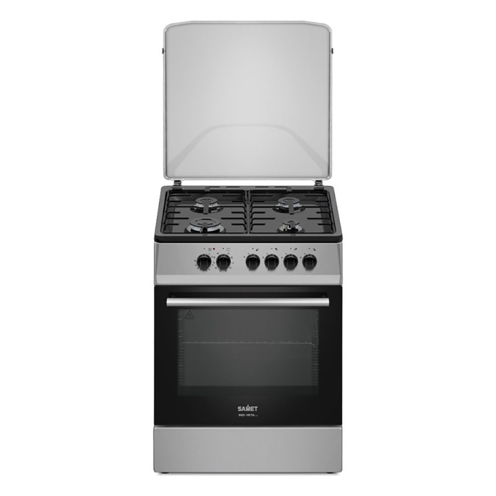 Cucina a gas Tremiti 60x60 con forno multifunzione e grill elettrico 70 litri silver e top nero classe A Samet Indomita Line