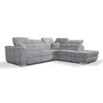 Divano angolare Carovigno con letto roller penisola destra pouff contenitore in tessuto teddy Arizona 101 grigio