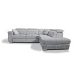 Divano angolare Carovigno con letto roller penisola destra pouff contenitore in tessuto teddy Arizona 101 grigio
