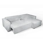 Divano angolare Emily con funzione letto con contenitore e penisola reversibile cuscini decorativi in Neve 80 grigio scuro