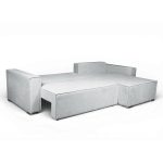 Divano angolare Emily con funzione letto con contenitore e penisola reversibile cuscini decorativi in Neve 80 grigio scuro