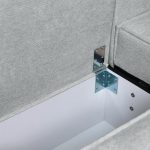 Divano angolare Emily con funzione letto con contenitore e penisola reversibile cuscini decorativi in Neve 80 grigio scuro