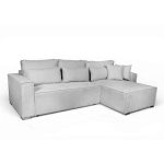 Divano angolare Emily con funzione letto easy open con contenitore e penisola reversibile cuscini decorativi in Aragon 80 grigio