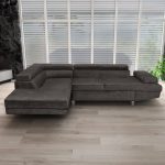 Divano angolare Rio M con penisola contenitore sinistra e funzione letto estraibile in tessuto Giulia 9714 grigio scuro