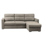 Divano con penisola Elba con letto estraibile e penisola contenitore reversibile in tessuto Neve 16 taupe