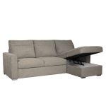 Divano con penisola Elba con letto estraibile e penisola contenitore reversibile in tessuto Neve 16 taupe