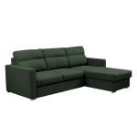 Divano con penisola Elba con letto estraibile e penisola contenitore reversibile in tessuto Neve 39 verde muschio