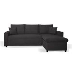 Divano con penisola contenitore reversibile Golf Standard e letto estraibile in tessuto Enjoy 24 grafite