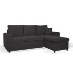 Divano con penisola contenitore reversibile Golf Standard e letto estraibile in tessuto Enjoy 24 grafite