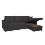 Divano con penisola contenitore reversibile Golf Standard e letto estraibile in tessuto Enjoy 24 grafite
