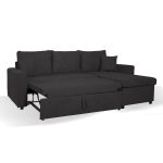 Divano con penisola contenitore reversibile Golf Standard e letto estraibile in tessuto Enjoy 24 grafite