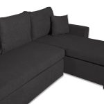 Divano con penisola contenitore reversibile Golf Standard e letto estraibile in tessuto Enjoy 24 grafite